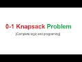 Knapsack problem using recursion Complete logic and Programming