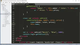 JavaScript Class Constructor and Inheritance in Hindi Part12