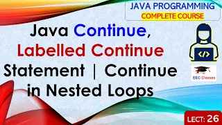 L26 Java Continue Labelled Continue Statement Continue in Nested Loops Java Lectures Hindi
