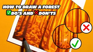 How to draw an autumn forest 🍂🍁