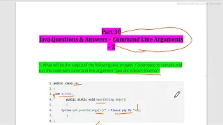 Java Language Command Line Arguments MCQ Part 2 for Interview Placement Exam