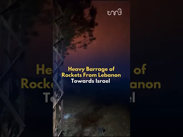 ⁣A heavy barrage of rockets being fired towards Israel from Lebanon, coinciding with the Iran attack.