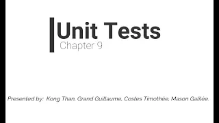Unit Tests - Chap 9