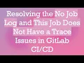 Resolving the No Job Log and This Job Does Not Have a Trace Issues in GitLab
