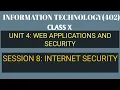 Internet Security Session 8 Unit-4 Web Applications and Security IT 402 Class X CBSE