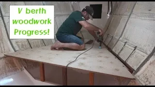 Building my steel sailing yacht Ep.32 V berth woodwork Progress!