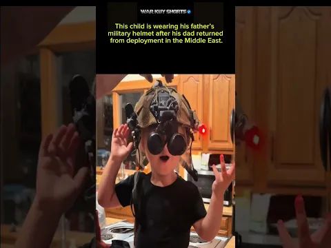 This little girl is so happy to wear her dadβs military helmet! #military #memes #usarmy #army