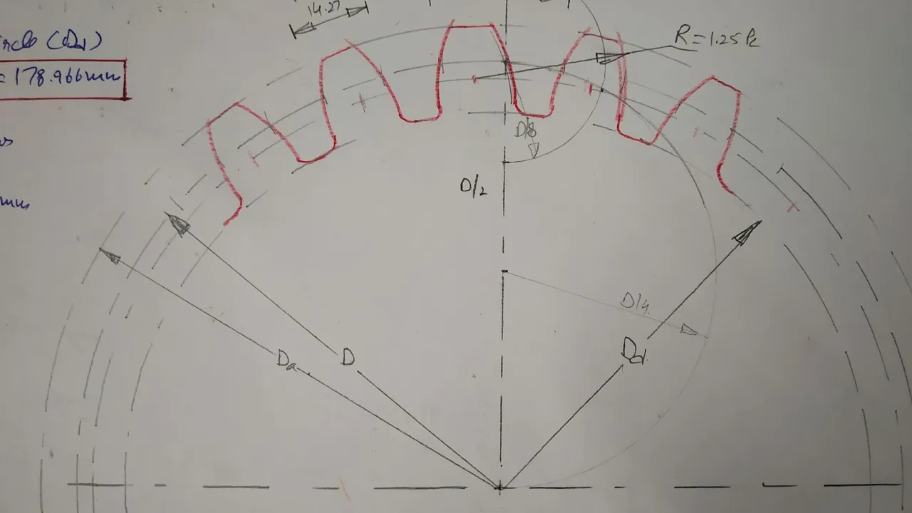Gear profile by using Approximate method in Mechanical engineering drawing