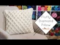 How to Crochet Fluffy Diamond Pillow Left Handed