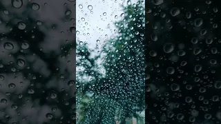 Rain sounds on window whith thunder-rain sleep
