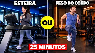 TREINO CARDIO DE 25 MINUTOS: PESO DO CORPO OU NA ESTEIRA (FAÇA JUNTO)