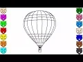 Air Balloon Coloring Pages - Colorful Balloons Coloring Pages Learn Colors and Drawing for Kids