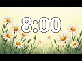 8-Minute Timer with soft Pastel Daisies and Fluttering Butterflies