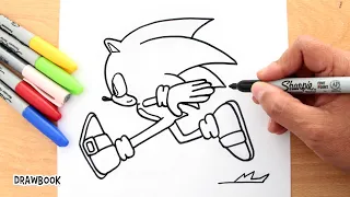 how to draw sonic the hedgehog running step by step 