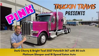 Pink 2027 Peterbilt 589 with 80 inch Platinum Sleeper for VIY Transport