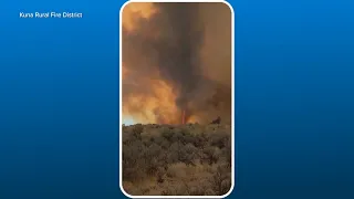 Fire tornado spotted as crews battle Cave Fire in Idaho