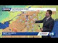 Turning humid tonight with showers few storms possible Monday 8-16-25
