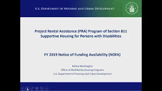 FY 2019 811 PRA Supportive Housing for Persons with Disabilities NOFA Webinar