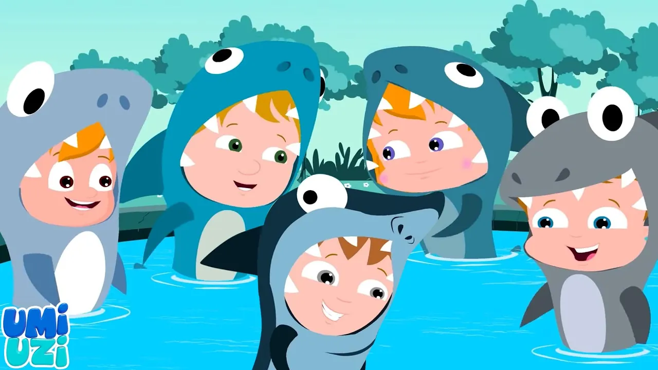 Five Hungry Sharks, Halloween Cartoon And Spooky Video For Kids