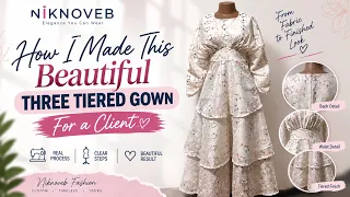 How I Made This Beautiful Three Tiered Gown for a Client