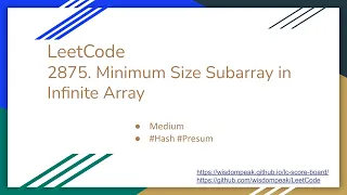 LeetCode 2875 Minimum Size Subarray in Infinite Array