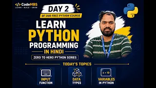 Python Variables Data Types Input Function in Hindi Type Casting Explained Python Course