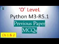O level Python MCQ questions chapter 1 python tutorial in hindi o level class with notes mcqs