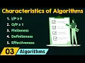 Characteristics of an Algorithm