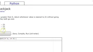 Logic - 2 blackJack Java Tutorial codingbat com