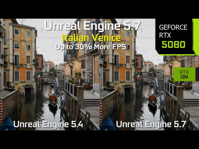 Unreal Engine 5.7 vs Unreal Engine 5.4 Comparison - Significant Performance Improvement | RTX 5080