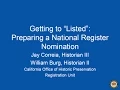 Part 2 Getting to Listed - Submitting a National Register Nomination