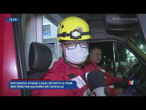 Motorista atinge casal em moto e foge sem prestar socorro em Joinville