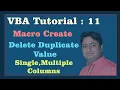 VBA-11 Delete Duplicate Data in Excel using VBA - VBA Tutorial in Hindi