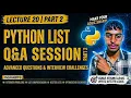 Python List Practice Questions Part 2 Lecture 20 Advanced Coding Interview Problems