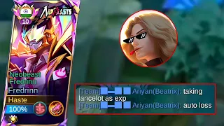 carrying a exp lancelot using fredrinn in solo rank fredrinn gameplay jungle