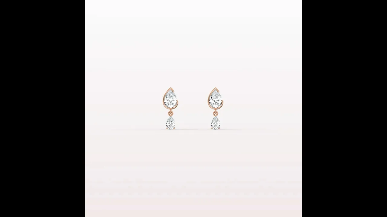 Double Pear Lab-Grown Diamond Drop Earrings in 14K Solid Gold/Platinum