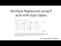 Multiple Regression using R with APA Tables