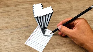 Dibujo 3D - Como Dibujar un Corazon en 3D 🔥