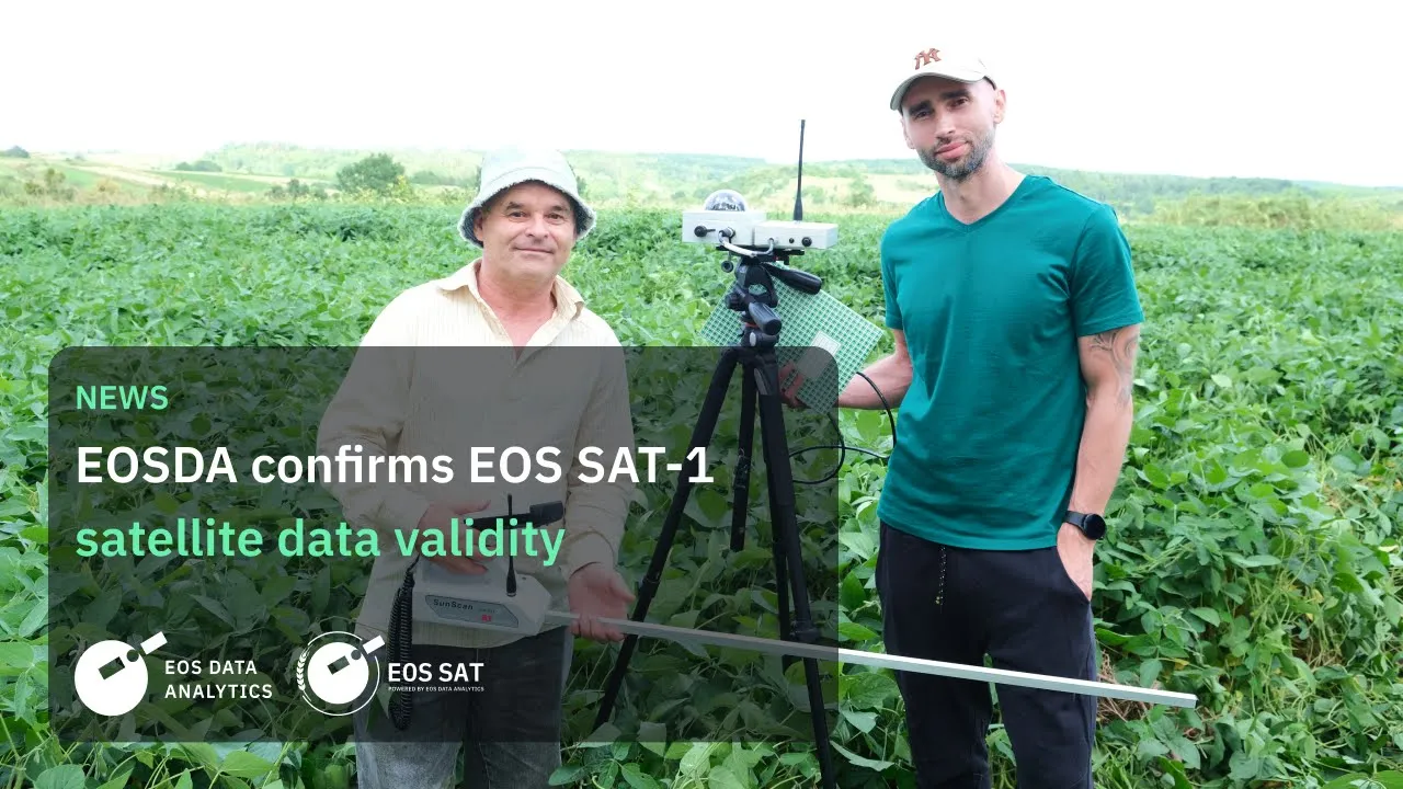 a video about EOSDA scientists confirming the validity of EOS SAT-1 data