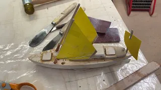 Laminating the place where the CB was. Also getting ideas of the mizzen mast.