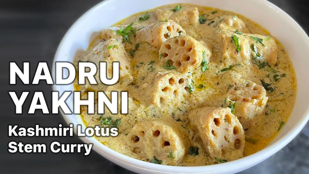 Kashmiri Nadru Yakhni Recipe        How To Make Nadru Yakhni   Lotus Stem Curry