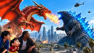 🔥 Dragon vs Godzilla in GTA 5! 😱 Giant Monster Battle#gta #godzilla #dragon