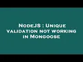 NodeJS Unique validation not working in Mongoose