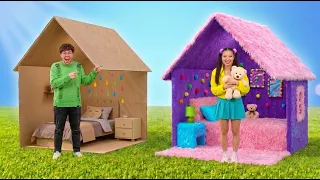 Cardboard VS Fluffy: Transforming TRASH Into a DREAM Bedroom! ✨🏠