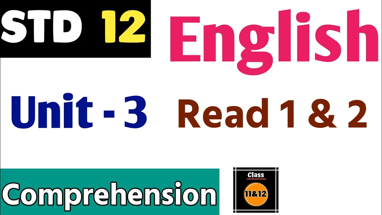 Std 12 English Unit 3 Read 1 Question Answer | Manage Your Stress | Read 2 | Comprehension
