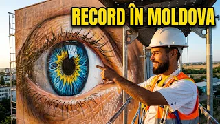 Pictură Record în MOLDOVA pe un bloc la Tecuci