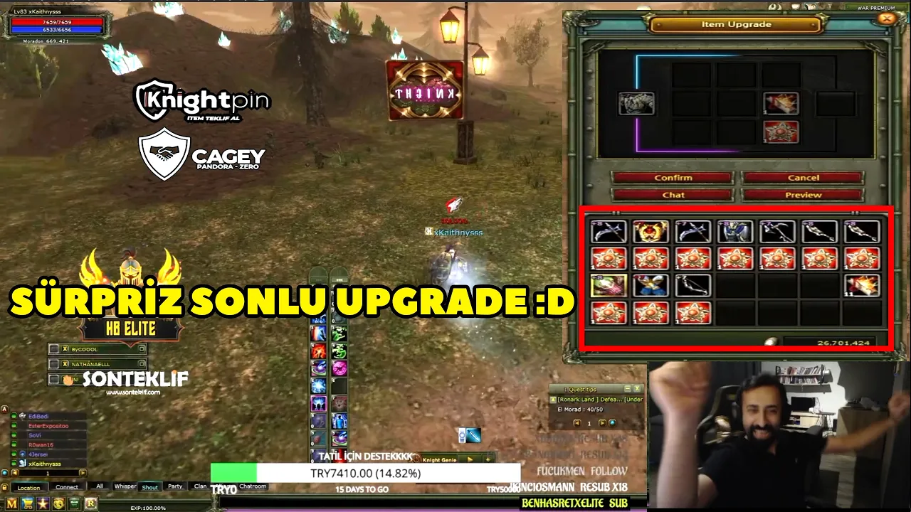 Kaithnys - (Agartha) Serverinde Güzel Bir Çanta Toplayıp +9 Upgrade Yapıyor ! Knight Online