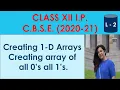 Creating One D arrays using numpy array of all 0 s array of all 1 s I P class XII 2020