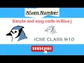 Niven Number JAVA programme Code in Blue J Beneficial for class 9 10 ICSE students
