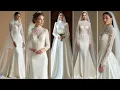 Elegant High-Neck Wedding Dresses with Long Sleeves Veils Perfect for Fall Winter